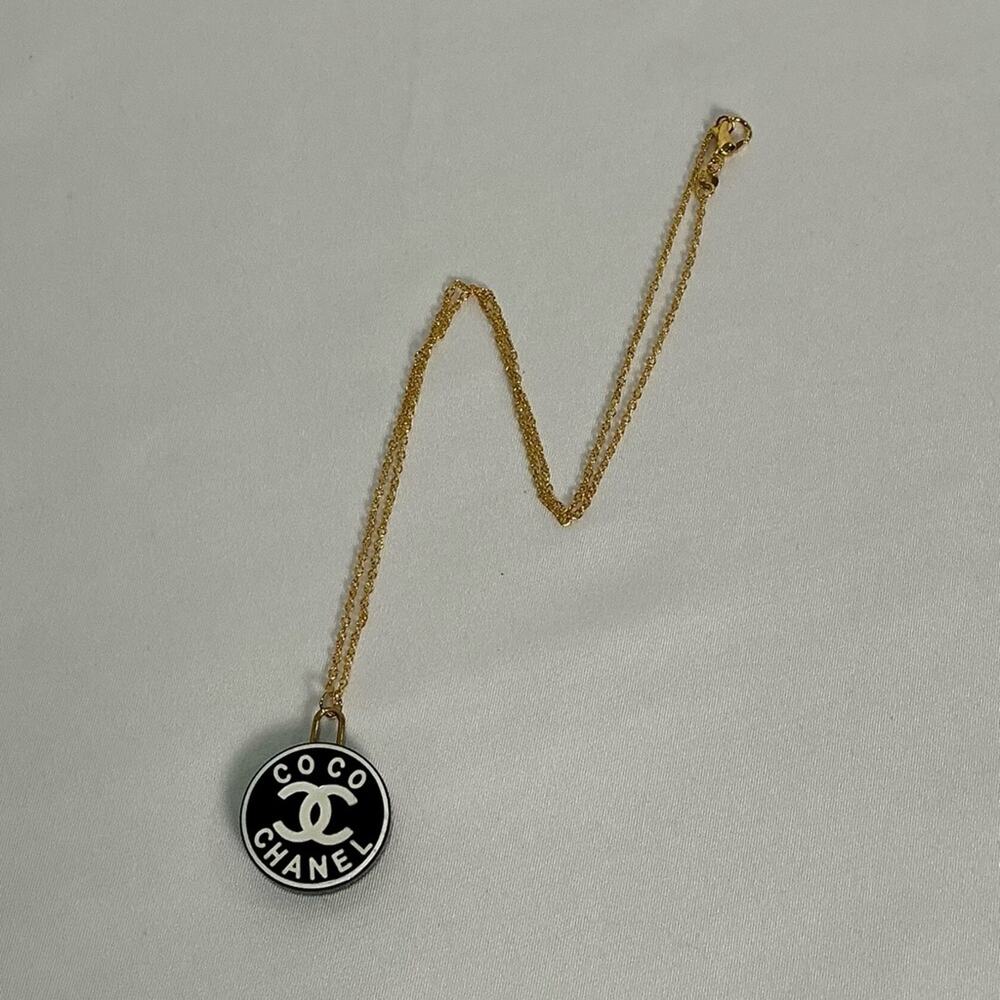 Chanel Black and Gold Coco Pendant Necklace
